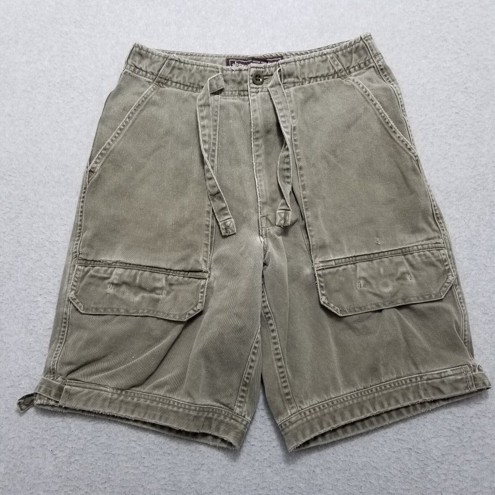 Abercrombie Fitch Shorts Womens 10 Beige Cargo Pockets Drawstring Cotton Outdoor